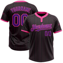 Laden Sie das Bild in den Galerie-Viewer, Uksn Individuelles Schwarz Pink Nadelstreifen Violett Zweiknopf Unisex Softball-Trikot
