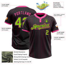 Laden Sie das Bild in den Galerie-Viewer, Uksn Individuelles Schwarz Pink Nadelstreifen Neongrün Zweiknopf Unisex Softball-Trikot

