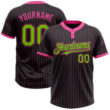 Laden Sie das Bild in den Galerie-Viewer, Uksn Individuelles Schwarz Pink Nadelstreifen Neongrün Zweiknopf Unisex Softball-Trikot
