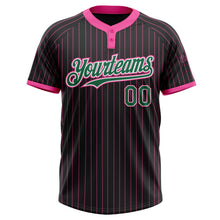 Laden Sie das Bild in den Galerie-Viewer, Uksn Individuelles Schwarz Pink Nadelstreifen Kelly-Grün-Weiß Zweiknopf Unisex Softball-Trikot
