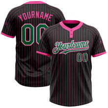Laden Sie das Bild in den Galerie-Viewer, Uksn Individuelles Schwarz Pink Nadelstreifen Kelly-Grün-Weiß Zweiknopf Unisex Softball-Trikot
