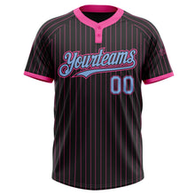 Laden Sie das Bild in den Galerie-Viewer, Uksn Individuelles Schwarz Pink Nadelstreifen Hellblau Zweiknopf Unisex Softball-Trikot
