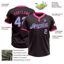 Laden Sie das Bild in den Galerie-Viewer, Uksn Individuelles Schwarz Pink Nadelstreifen Hellblau Zweiknopf Unisex Softball-Trikot
