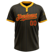 Laden Sie das Bild in den Galerie-Viewer, Uksn Individuelles Schwarz Gold Nadelstreifen Rot Zweiknopf Unisex Softball-Trikot
