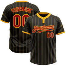 Laden Sie das Bild in den Galerie-Viewer, Uksn Individuelles Schwarz Gold Nadelstreifen Rot Zweiknopf Unisex Softball-Trikot
