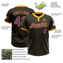 Laden Sie das Bild in den Galerie-Viewer, Uksn Individuelles Schwarz Gold Nadelstreifen Violett Zweiknopf Unisex Softball-Trikot
