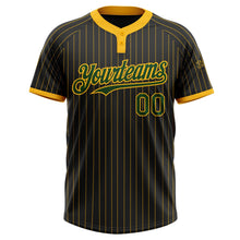 Laden Sie das Bild in den Galerie-Viewer, Uksn Individuelles Schwarz Gold Nadelstreifen Grün Zweiknopf Unisex Softball-Trikot
