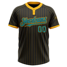 Laden Sie das Bild in den Galerie-Viewer, Uksn Individuelles Schwarz Gold Nadelstreifen Petrol Zweiknopf Unisex Softball-Trikot
