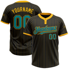 Laden Sie das Bild in den Galerie-Viewer, Uksn Individuelles Schwarz Gold Nadelstreifen Petrol Zweiknopf Unisex Softball-Trikot
