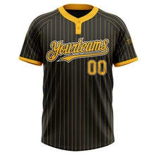 Laden Sie das Bild in den Galerie-Viewer, Uksn Individuelles Schwarz Gold Nadelstreifen Weiß Zweiknopf Unisex Softball-Trikot
