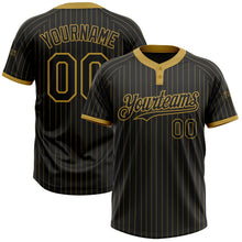 Laden Sie das Bild in den Galerie-Viewer, Uksn Individuelles Schwarz Altgold Nadelstreifen Altgold Zweiknopf Unisex Softball-Trikot

