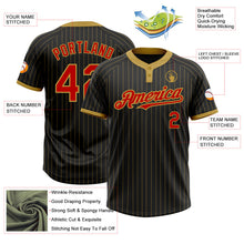 Laden Sie das Bild in den Galerie-Viewer, Uksn Individuelles Schwarz Altgold Nadelstreifen Rot Zweiknopf Unisex Softball-Trikot
