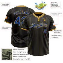 Laden Sie das Bild in den Galerie-Viewer, Uksn Individuelles Schwarz Altgold Nadelstreifen Royalblau Zweiknopf Unisex Softball-Trikot
