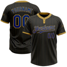 Laden Sie das Bild in den Galerie-Viewer, Uksn Individuelles Schwarz Altgold Nadelstreifen Royalblau Zweiknopf Unisex Softball-Trikot
