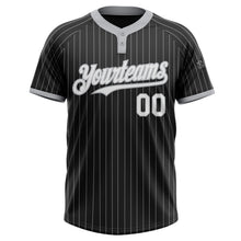 Laden Sie das Bild in den Galerie-Viewer, Uksn Individuelles Schwarz Grau Nadelstreifen Weiß Zweiknopf Unisex Softball-Trikot
