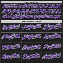 Laden Sie das Bild in den Galerie-Viewer, Uksn Individuelles Schwarz Grau Nadelstreifen Violett Zweiknopf Unisex Softball-Trikot
