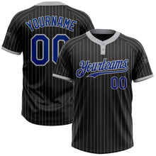 Laden Sie das Bild in den Galerie-Viewer, Uksn Individuelles Schwarz Grau Nadelstreifen Royalblau Zweiknopf Unisex Softball-Trikot
