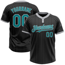 Laden Sie das Bild in den Galerie-Viewer, Uksn Individuelles Schwarz Grau Nadelstreifen Petrol Zweiknopf Unisex Softball-Trikot
