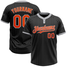Laden Sie das Bild in den Galerie-Viewer, Uksn Individuelles Schwarz Grau Nadelstreifen Orange Zweiknopf Unisex Softball-Trikot
