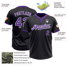 Laden Sie das Bild in den Galerie-Viewer, Uksn Individuelles Schwarz Violett Nadelstreifen Weiß Zweiknopf Unisex Softball-Trikot
