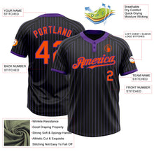 Laden Sie das Bild in den Galerie-Viewer, Uksn Individuelles Schwarz Violett Nadelstreifen Orange Zweiknopf Unisex Softball-Trikot
