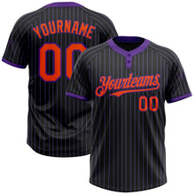Laden Sie das Bild in den Galerie-Viewer, Uksn Individuelles Schwarz Violett Nadelstreifen Orange Zweiknopf Unisex Softball-Trikot
