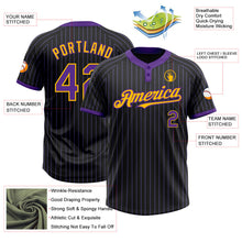 Laden Sie das Bild in den Galerie-Viewer, Uksn Individuelles Schwarz Violett Nadelstreifen Gold Zweiknopf Unisex Softball-Trikot
