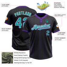 Laden Sie das Bild in den Galerie-Viewer, Uksn Individuelles Schwarz Violett Nadelstreifen Petrol-Weiß Zweiknopf Unisex Softball-Trikot
