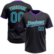 Laden Sie das Bild in den Galerie-Viewer, Uksn Individuelles Schwarz Violett Nadelstreifen Petrol-Weiß Zweiknopf Unisex Softball-Trikot
