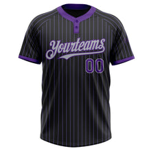 Laden Sie das Bild in den Galerie-Viewer, Uksn Individuelles Schwarz Violett Nadelstreifen Grau Zweiknopf Unisex Softball-Trikot
