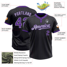 Laden Sie das Bild in den Galerie-Viewer, Uksn Individuelles Schwarz Violett Nadelstreifen Grau Zweiknopf Unisex Softball-Trikot
