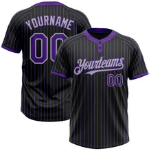 Laden Sie das Bild in den Galerie-Viewer, Uksn Individuelles Schwarz Violett Nadelstreifen Grau Zweiknopf Unisex Softball-Trikot
