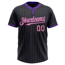 Laden Sie das Bild in den Galerie-Viewer, Uksn Individuelles Schwarz Violett Nadelstreifen Mittelrosa Zweiknopf Unisex Softball-Trikot
