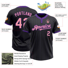 Laden Sie das Bild in den Galerie-Viewer, Uksn Individuelles Schwarz Violett Nadelstreifen Mittelrosa Zweiknopf Unisex Softball-Trikot
