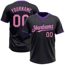 Laden Sie das Bild in den Galerie-Viewer, Uksn Individuelles Schwarz Violett Nadelstreifen Mittelrosa Zweiknopf Unisex Softball-Trikot
