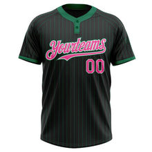Laden Sie das Bild in den Galerie-Viewer, Uksn Individuelles Schwarz Kelly-Grün Nadelstreifen Pink-Weiß Zweiknopf Unisex Softball-Trikot
