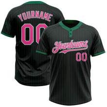 Laden Sie das Bild in den Galerie-Viewer, Uksn Individuelles Schwarz Kelly-Grün Nadelstreifen Pink-Weiß Zweiknopf Unisex Softball-Trikot
