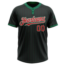Laden Sie das Bild in den Galerie-Viewer, Uksn Individuelles Schwarz Kelly-Grün Nadelstreifen Rot-Weiß Zweiknopf Unisex Softball-Trikot
