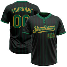 Laden Sie das Bild in den Galerie-Viewer, Uksn Individuelles Schwarz Kelly-Grün Nadelstreifen Altgold Zweiknopf Unisex Softball-Trikot
