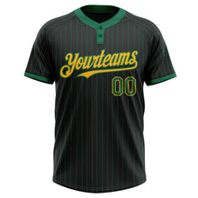 Laden Sie das Bild in den Galerie-Viewer, Uksn Individuelles Schwarz Kelly-Grün Nadelstreifen Gold Zweiknopf Unisex Softball-Trikot

