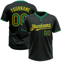 Laden Sie das Bild in den Galerie-Viewer, Uksn Individuelles Schwarz Kelly-Grün Nadelstreifen Gold Zweiknopf Unisex Softball-Trikot

