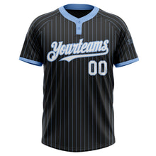 Laden Sie das Bild in den Galerie-Viewer, Uksn Individuelles Schwarz Hellblau Nadelstreifen Weiß Zweiknopf Unisex Softball-Trikot
