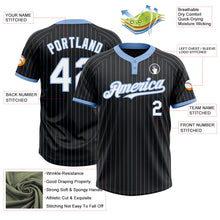 Laden Sie das Bild in den Galerie-Viewer, Uksn Individuelles Schwarz Hellblau Nadelstreifen Weiß Zweiknopf Unisex Softball-Trikot
