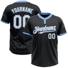 Laden Sie das Bild in den Galerie-Viewer, Uksn Individuelles Schwarz Hellblau Nadelstreifen Weiß Zweiknopf Unisex Softball-Trikot
