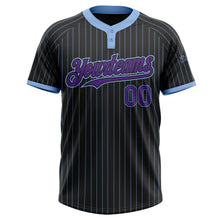 Laden Sie das Bild in den Galerie-Viewer, Uksn Individuelles Schwarz Hellblau Nadelstreifen Violett Zweiknopf Unisex Softball-Trikot
