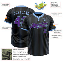 Laden Sie das Bild in den Galerie-Viewer, Uksn Individuelles Schwarz Hellblau Nadelstreifen Violett Zweiknopf Unisex Softball-Trikot
