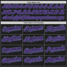 Laden Sie das Bild in den Galerie-Viewer, Uksn Individuelles Schwarz Hellblau Nadelstreifen Violett Zweiknopf Unisex Softball-Trikot
