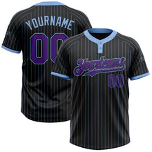 Laden Sie das Bild in den Galerie-Viewer, Uksn Individuelles Schwarz Hellblau Nadelstreifen Violett Zweiknopf Unisex Softball-Trikot
