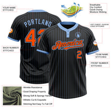 Laden Sie das Bild in den Galerie-Viewer, Uksn Individuelles Schwarz Hellblau Nadelstreifen Orange Zweiknopf Unisex Softball-Trikot
