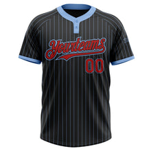Laden Sie das Bild in den Galerie-Viewer, Uksn Individuelles Schwarz Hellblau Nadelstreifen Rot Zweiknopf Unisex Softball-Trikot
